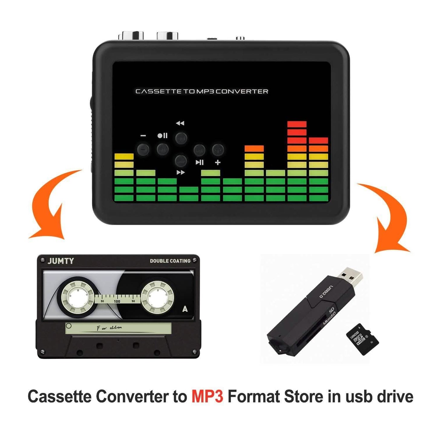 Portable Cassette Audio Music Player Tape-To-MP3 Converter Cassette Recorder DailySale