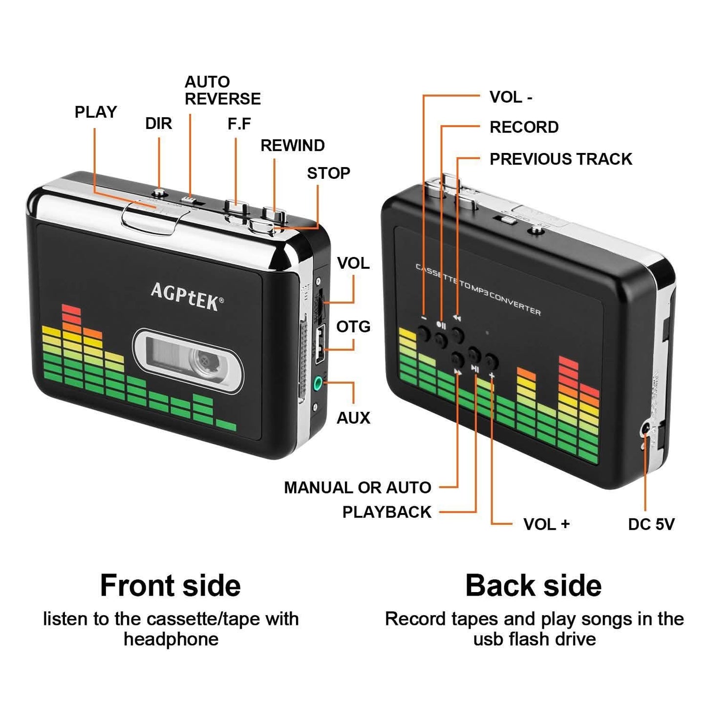 Portable Cassette Audio Music Player Tape-To-MP3 Converter Cassette Recorder DailySale