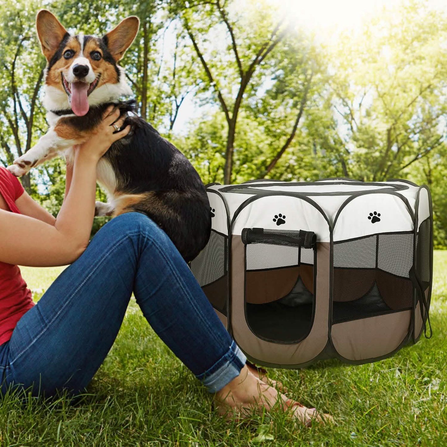 Portable Foldable Pet Playpen For Dogs Cats Other Pets DailySale