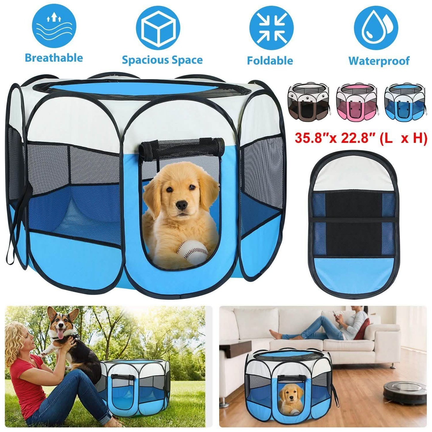 Portable Foldable Pet Playpen For Dogs Cats Other Pets DailySale