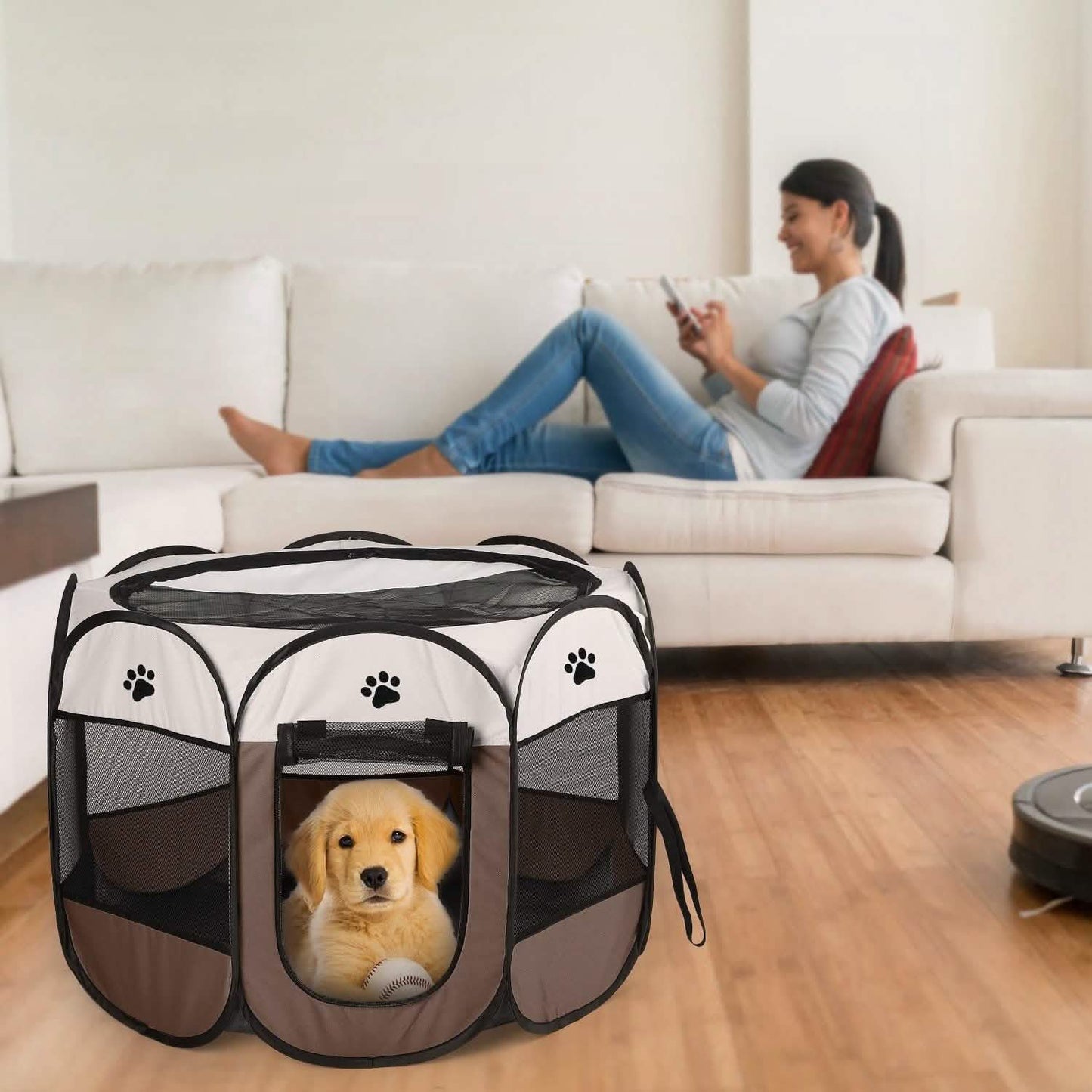 Portable Foldable Pet Playpen For Dogs Cats Other Pets DailySale