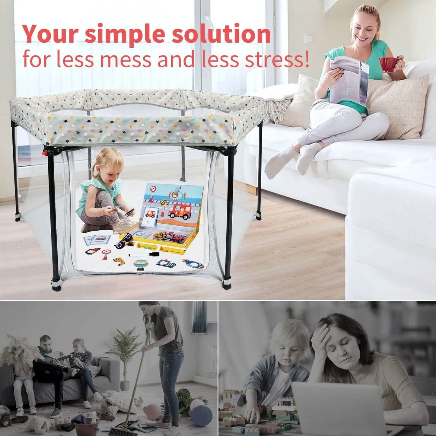 Portable Folding Playard for Babies, Toddler Indoor & Outdoor Play DailySale