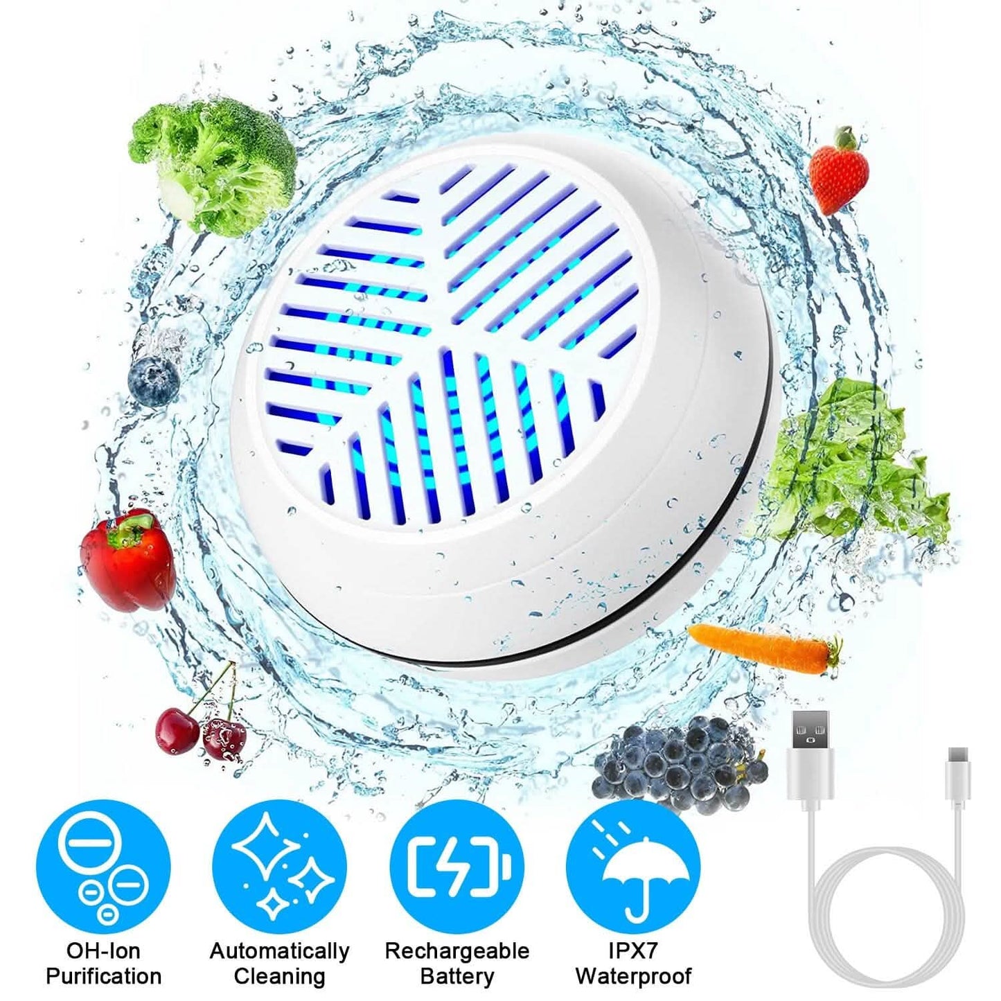 Portable Fruit Vegetable Washing Machine IPX7 Waterproof Rechargeable Fruit Cleaner DailySale