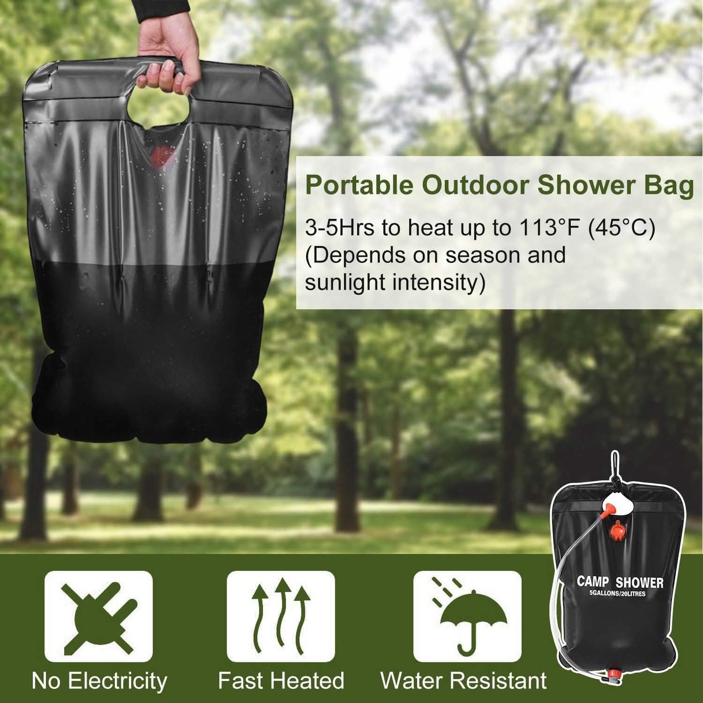Portable Solar Heated Shower Bag DailySale