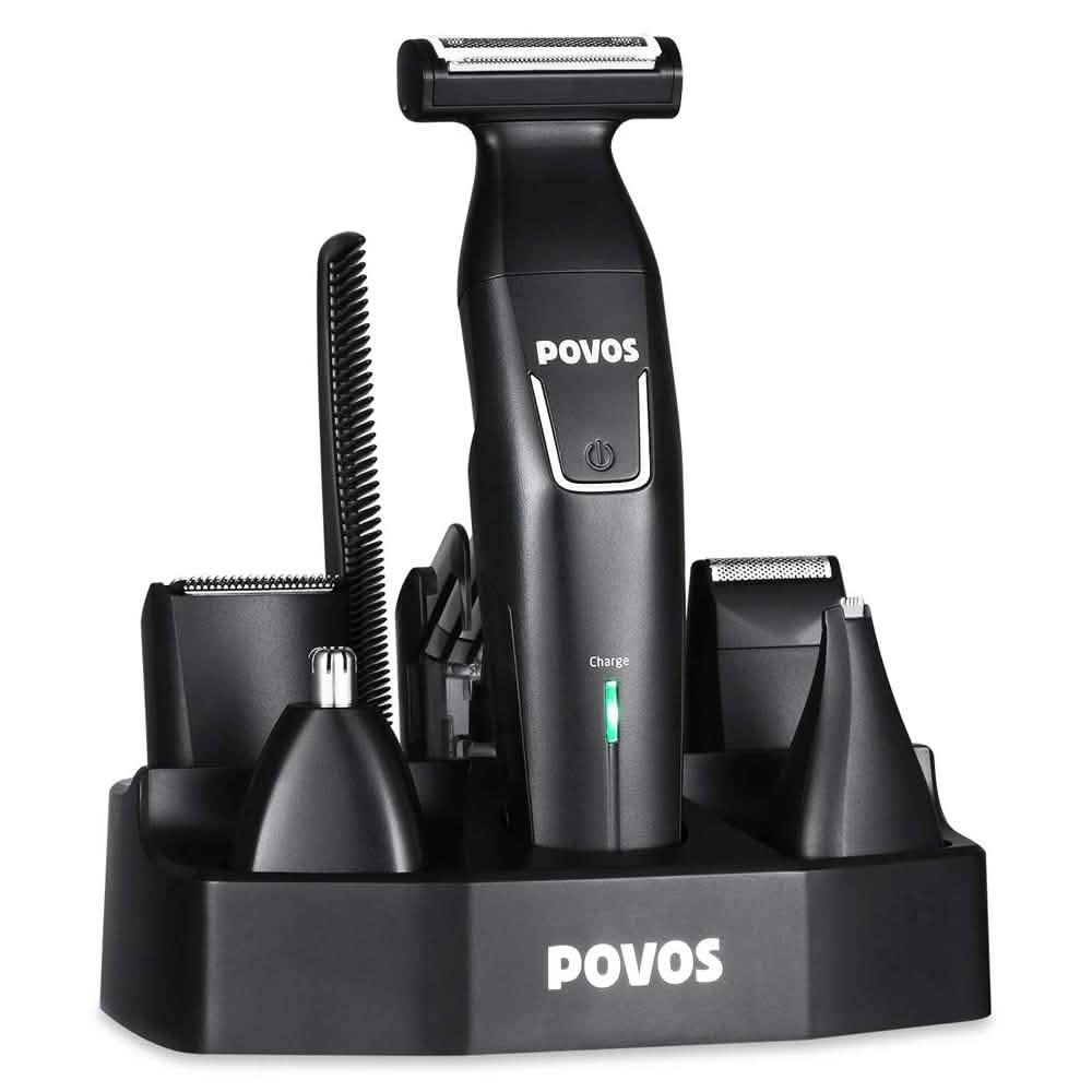 Povos Cordless 5-in-1 Beard Trimmer Body Groomer Style and Detail Kit DailySale