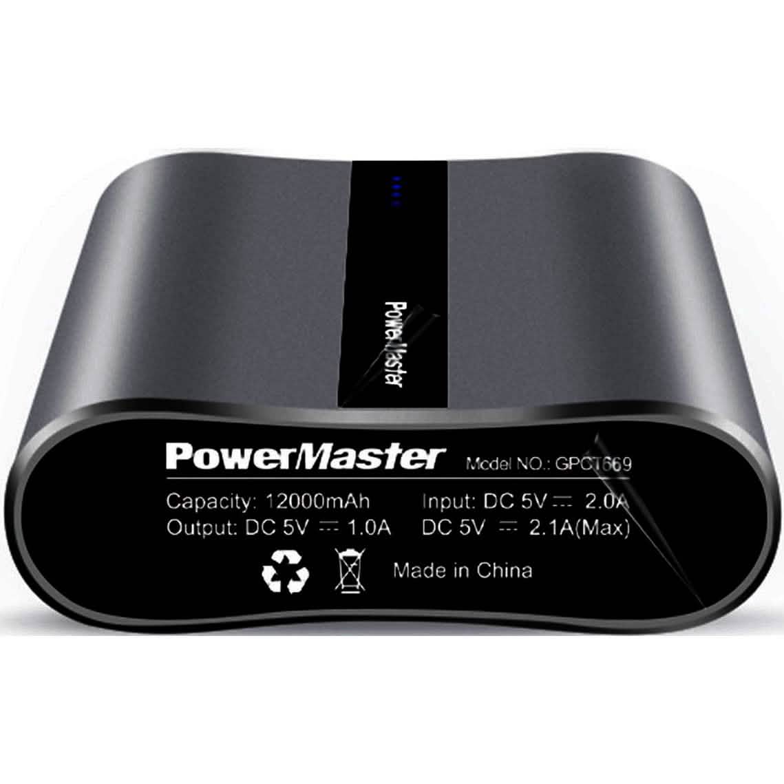 Powermaster 12000mAh Portable Charger with Dual USB Ports 3.1A Output DailySale