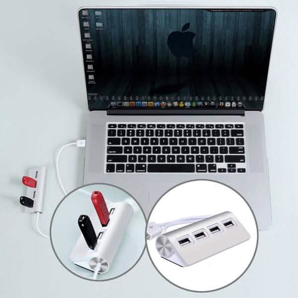 Premium 4 Port Aluminum USB Hub with 11-Inch Shielded Cable DailySale