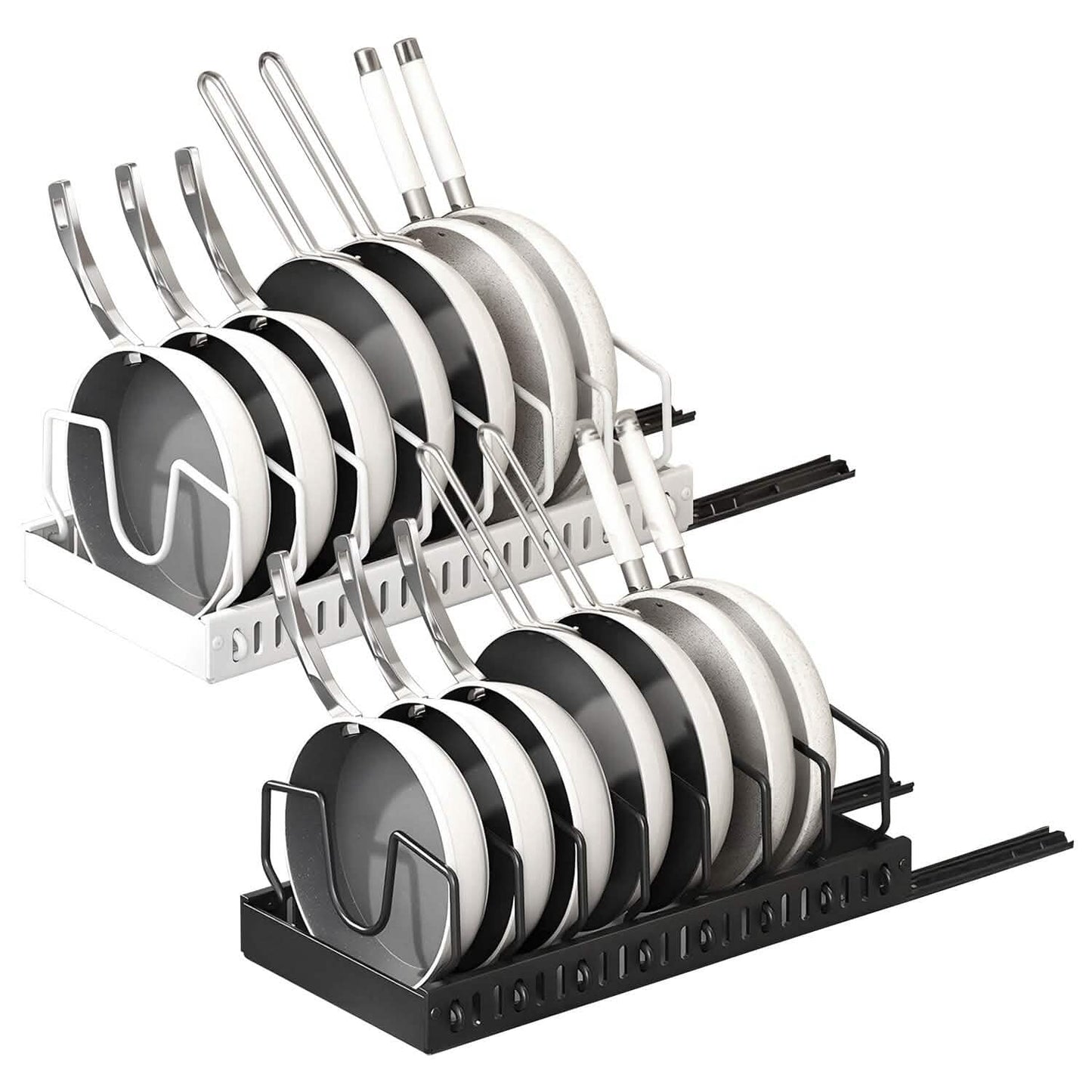 Pull Out Pots and Pans Organizer with 8 Adjustable Dividers DailySale