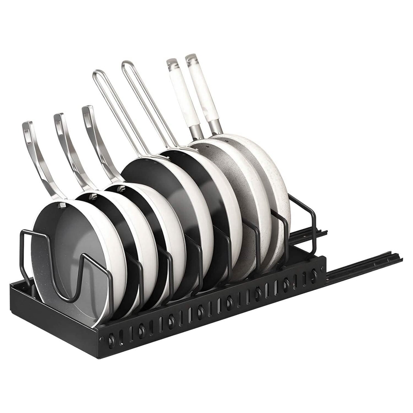 Pull Out Pots and Pans Organizer with 8 Adjustable Dividers DailySale