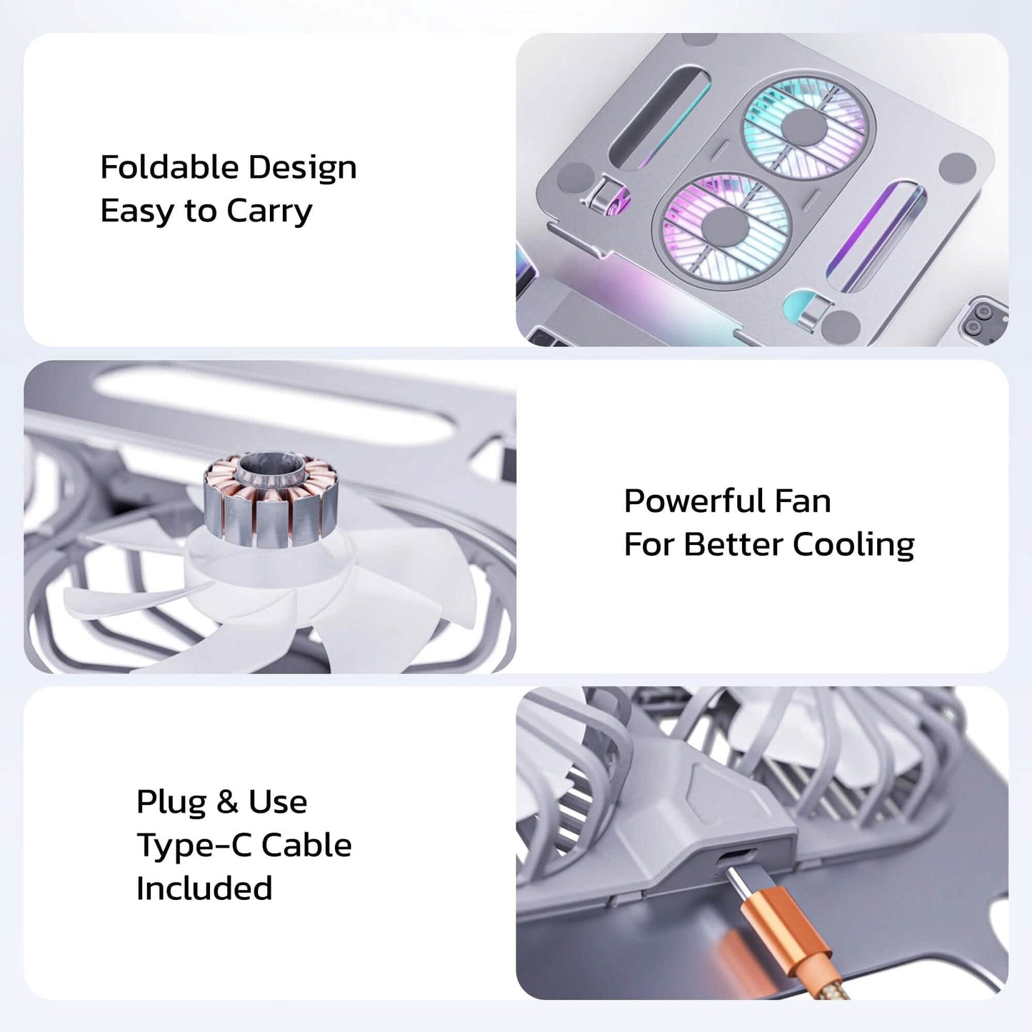 Purely C50 Laptop Cooling Adjustable Stand with Fans DailySale