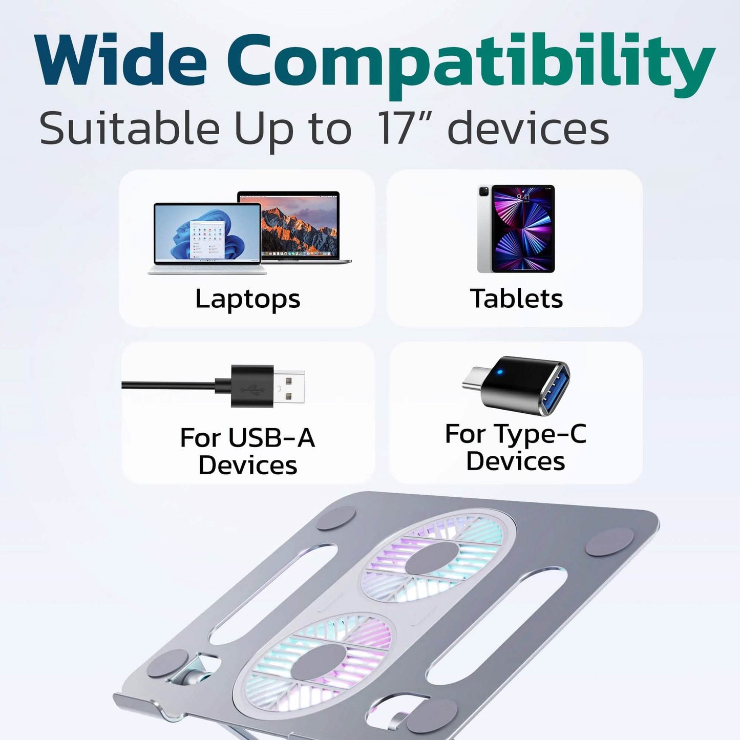 Purely C50 Laptop Cooling Adjustable Stand with Fans DailySale