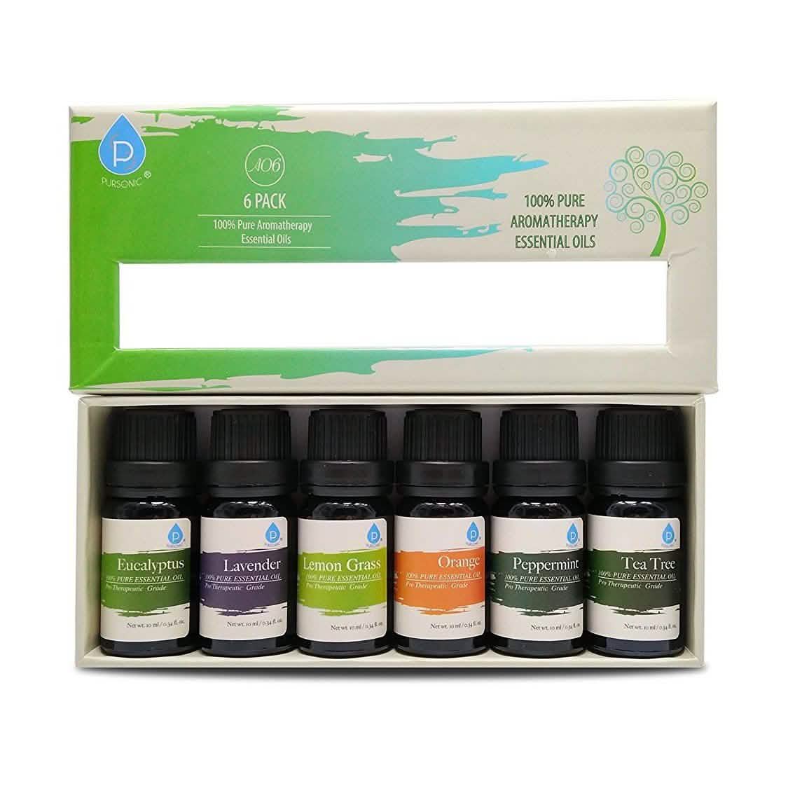 Pursonic Aroma Diffuser with Remote and 6-Pack Aromatherapy Oils DailySale