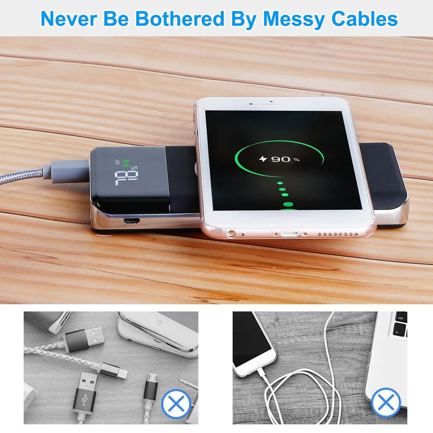 Qi Wireless Station 10000mAh Powerbank with 4 Modes Flashlight DailySale