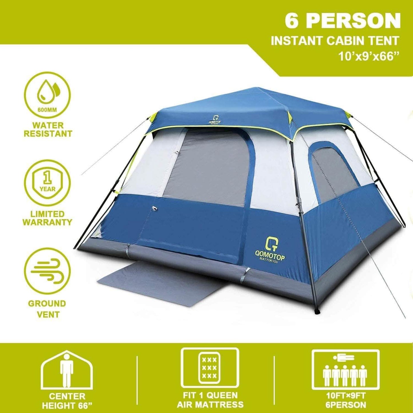 QOMOTOP 6 Person 60 Seconds Set Up Camping Tent DailySale