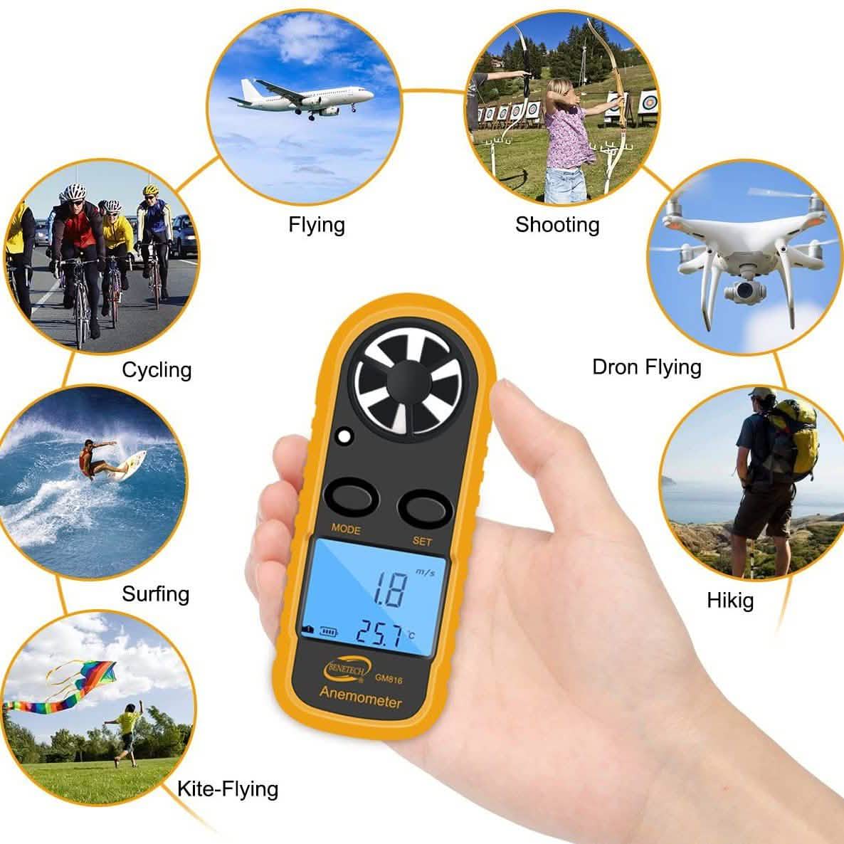 Qotone GM816 Digital Anemometer Wind-Speed Gauge Meter DailySale