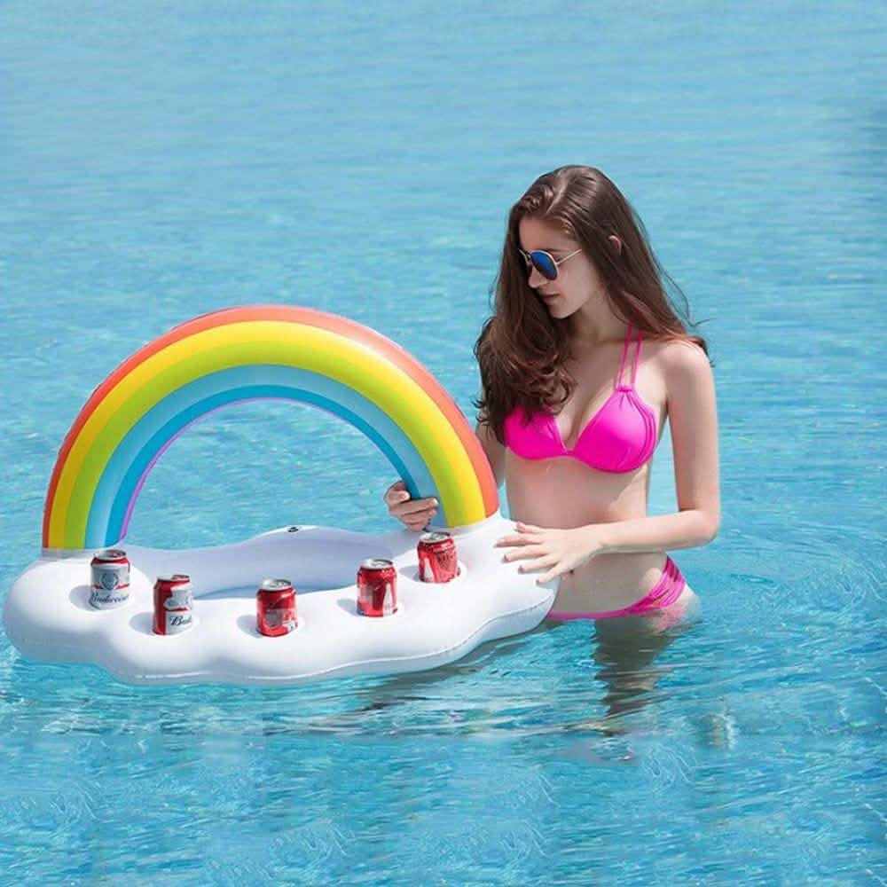 Rainbow Inflatable Pool Bar DailySale