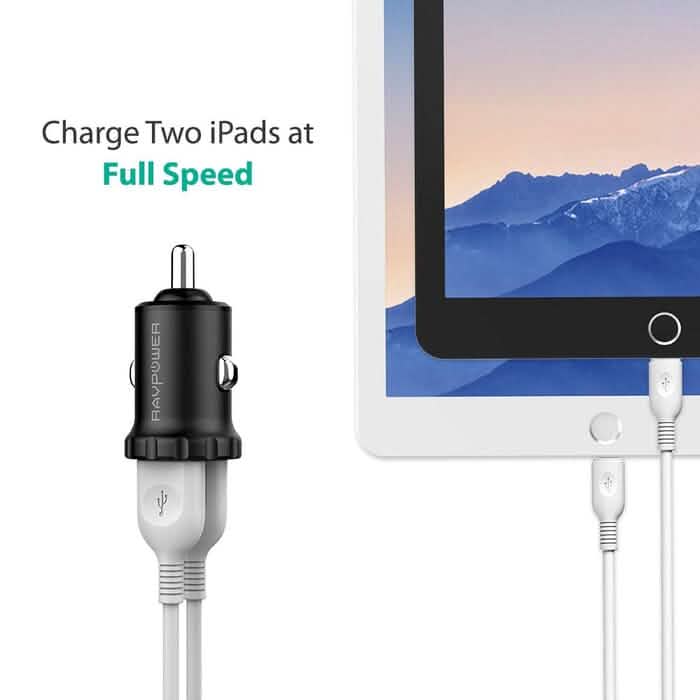RavPower 24W 4.8A Mini Dual USB Car Adapter 2-Port Car Charger (Refurbished) DailySale