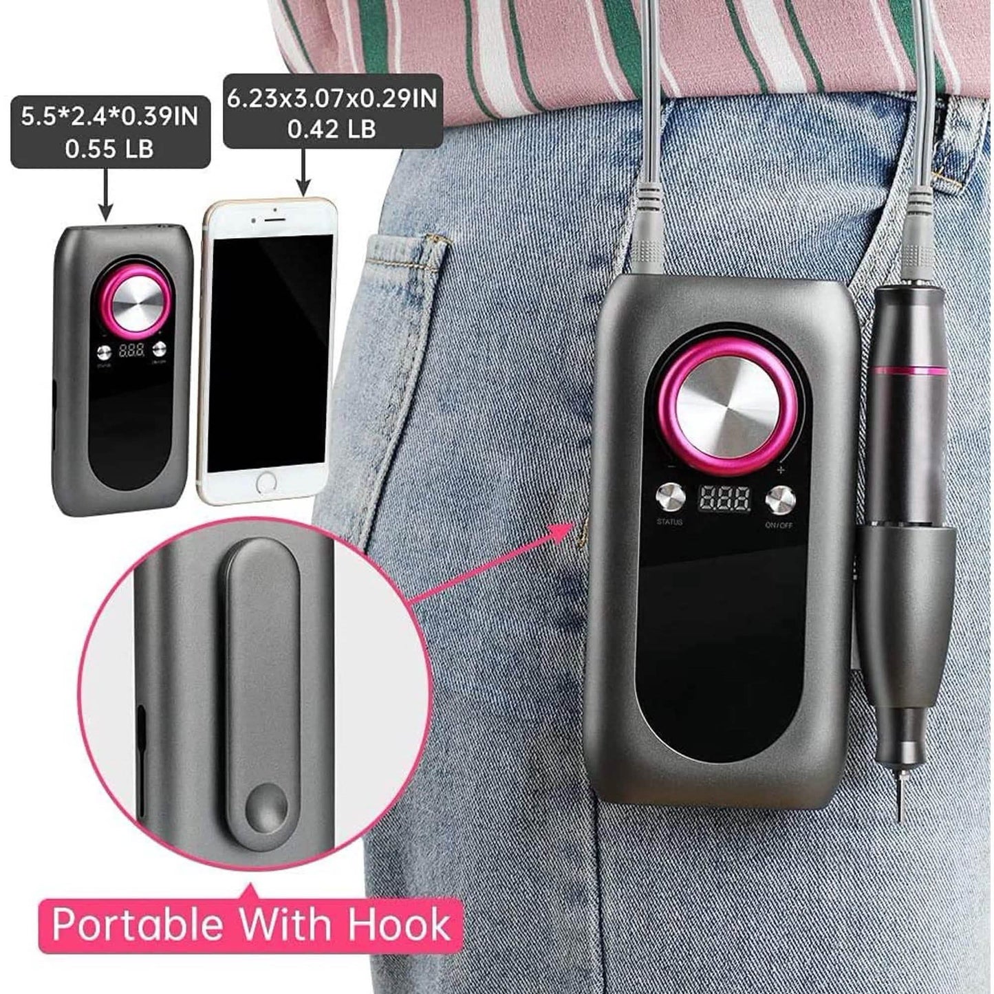 Rechargeable Nail Drill Kit with 2000mAh Phone Power Bank DailySale