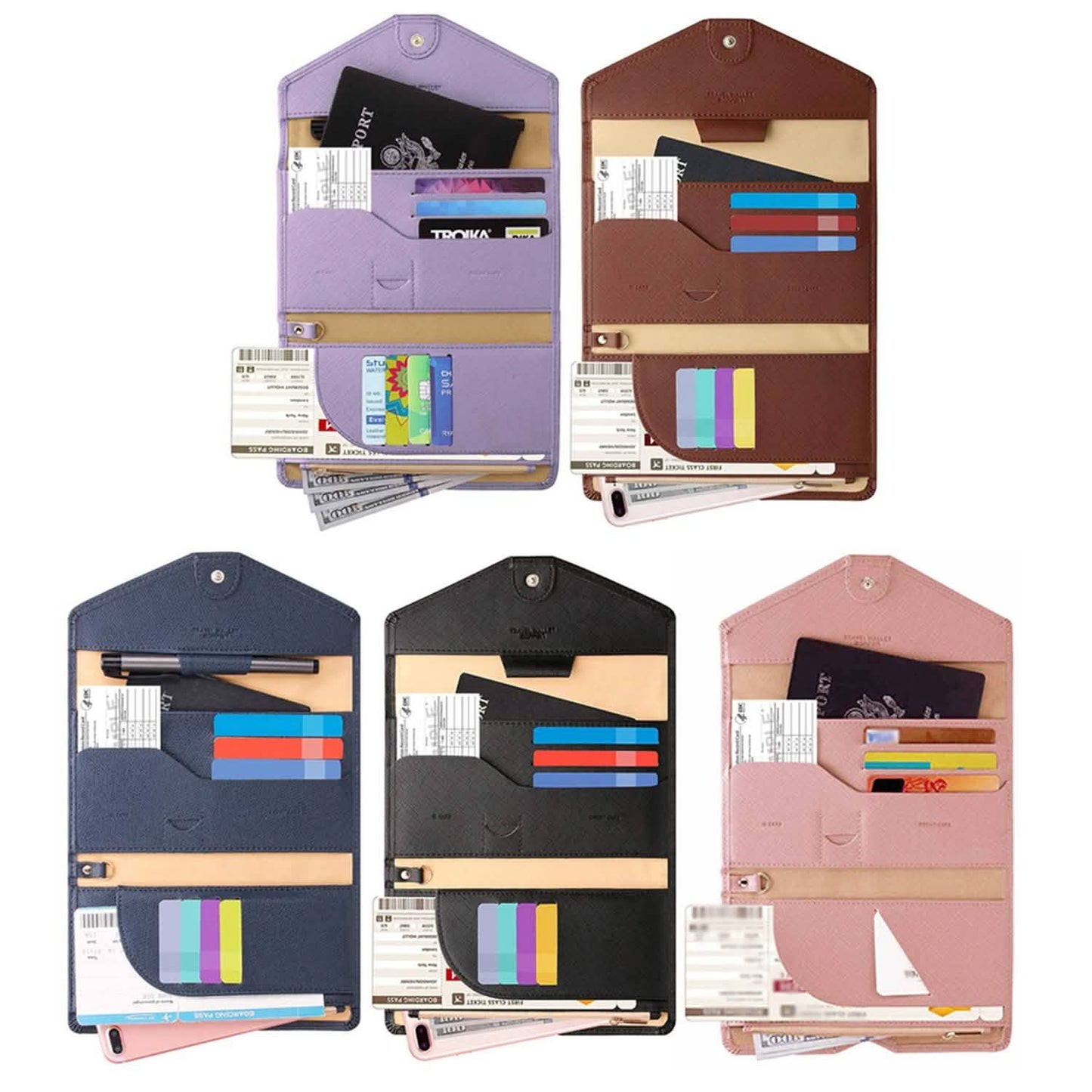 RFID Blocking Travel Passport Organizer Holder Wallet With CDC Vaccination Card Slot Protector DailySale