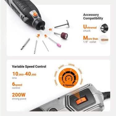 Rotary Tool 1.8 Amp Power with MultiPro Keyless and 170 Accessories - RTD36AC DailySale