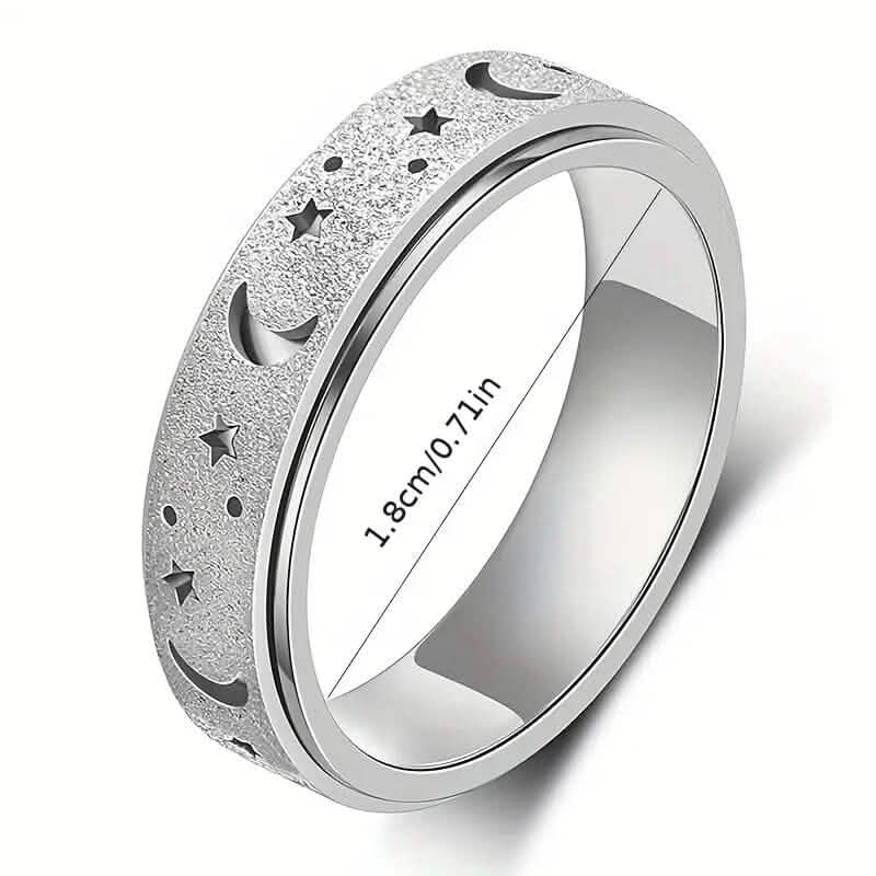 Rotatable Anxiety Fidget Ring Moon and Star Design DailySale