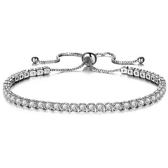Round Cut Swarovski Elements Crystal Adjustable Tennis Bracelet DailySale