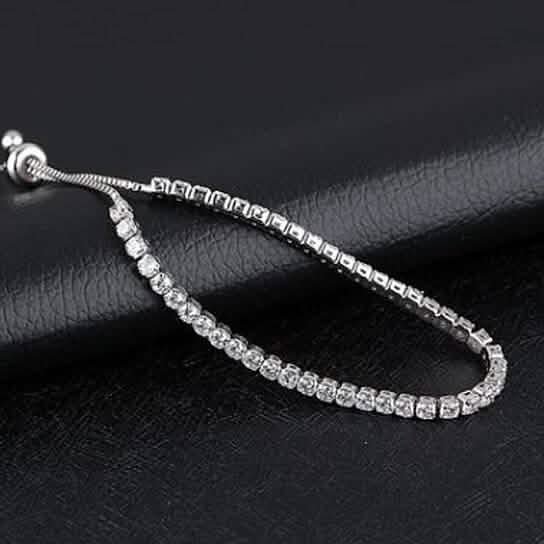 Round Cut Swarovski Elements Crystal Adjustable Tennis Bracelet DailySale