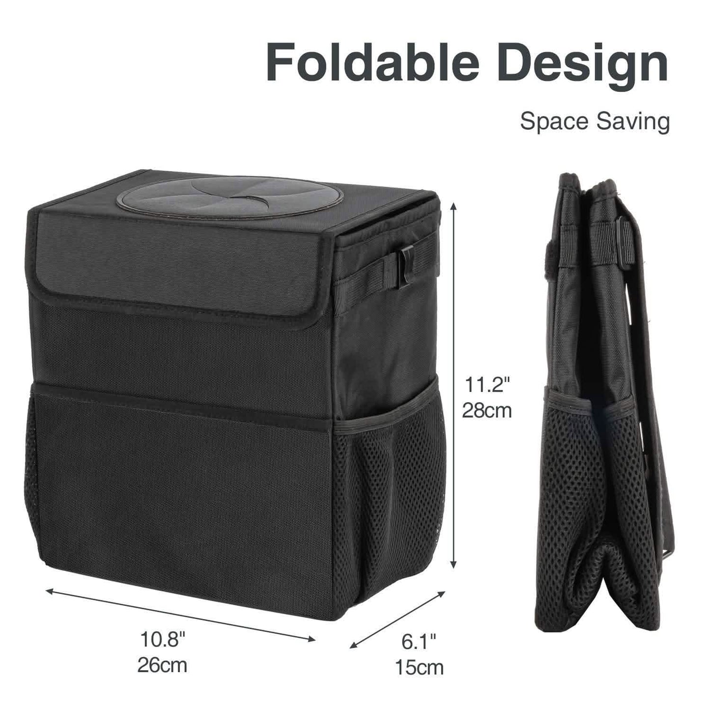 Ryhpez Car Trash Can with Lid - Car Trash Bag Hanging with Storage Pockets DailySale