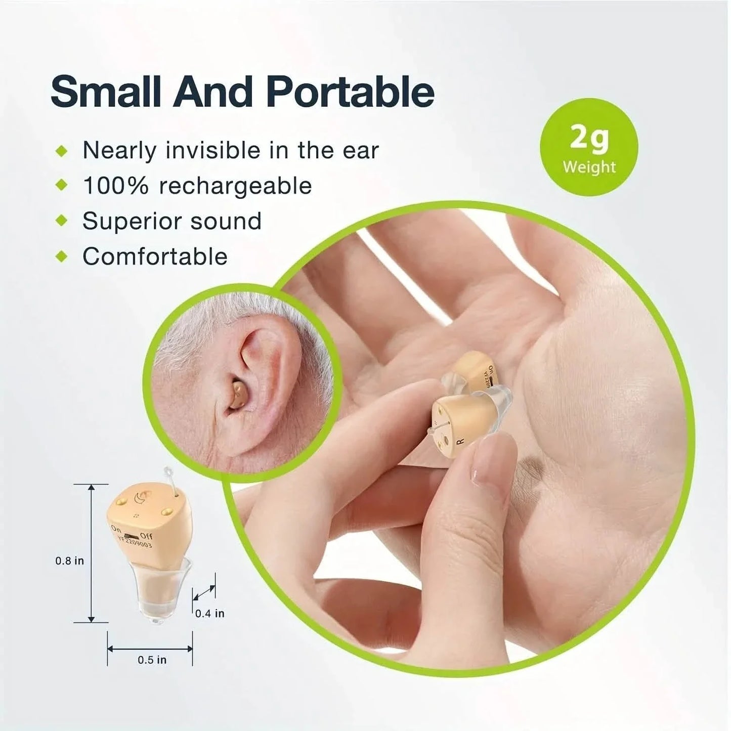 Rechargeable Hearing Aids – Invisible In-Ear, Noise Reduction, Volume Control DailySale
