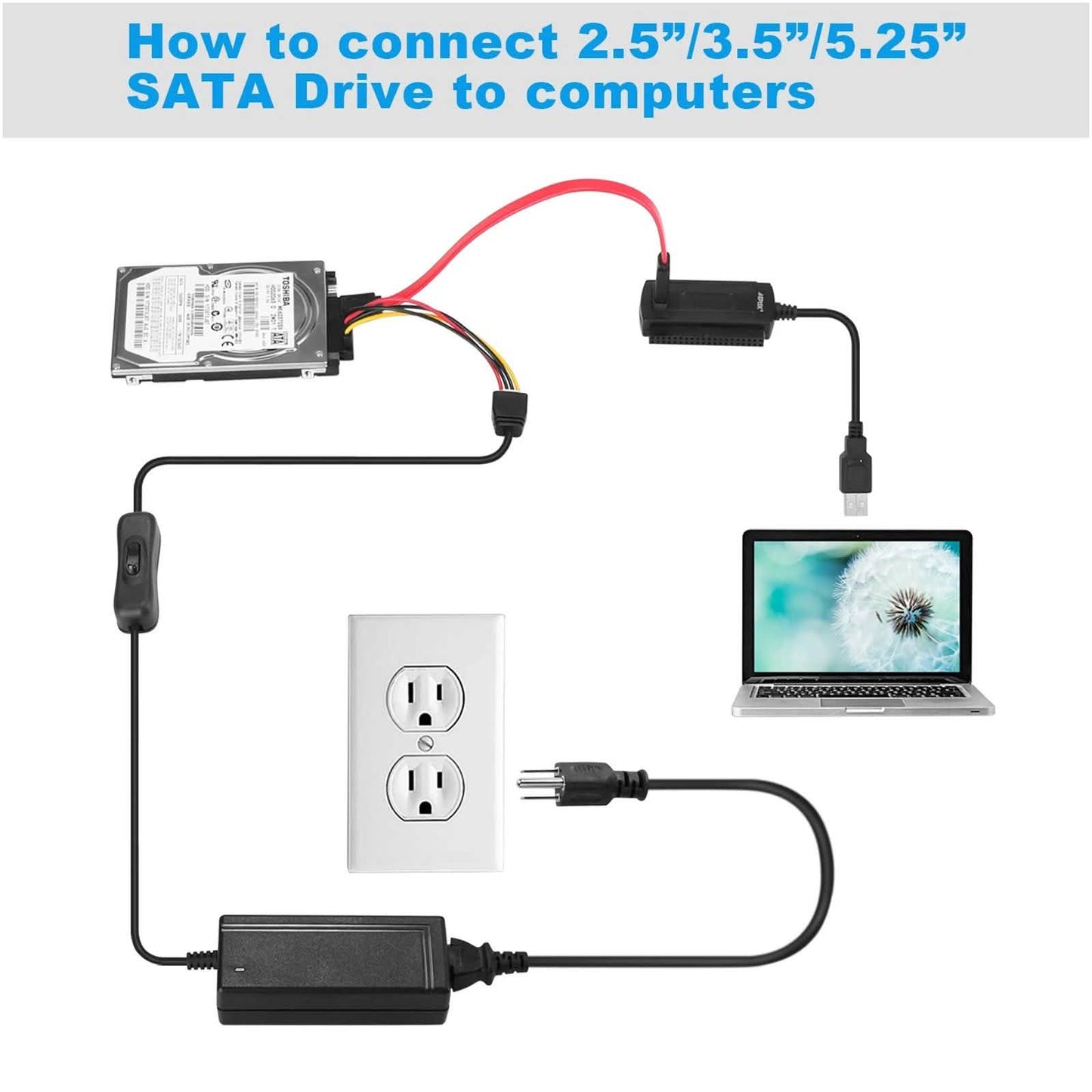 SATA PATA IDE to USB 2.0 Adapter Converter Cable For 2.5" 3.5" Hard Drive Disk DailySale