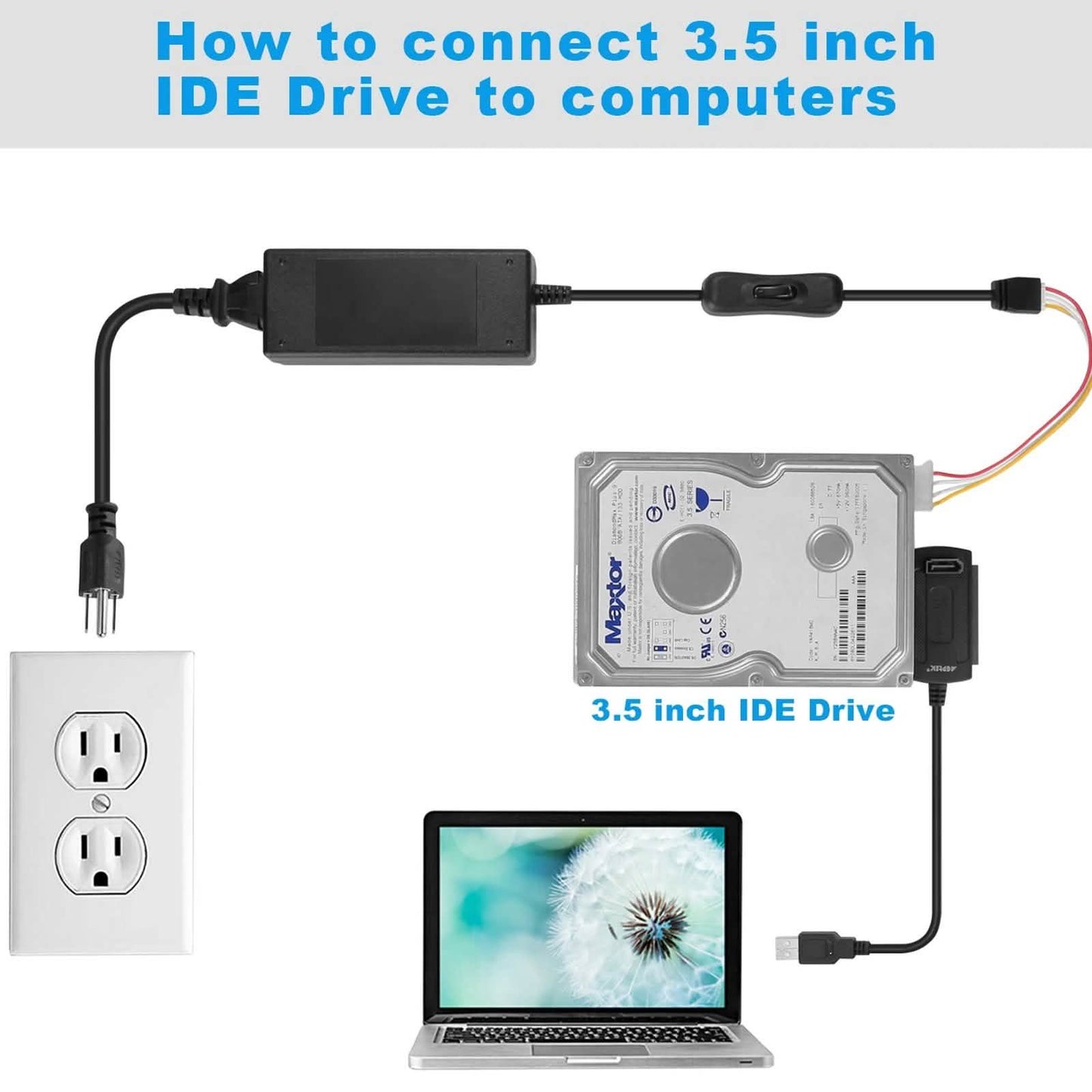 SATA PATA IDE to USB 2.0 Adapter Converter Cable For 2.5" 3.5" Hard Drive Disk DailySale