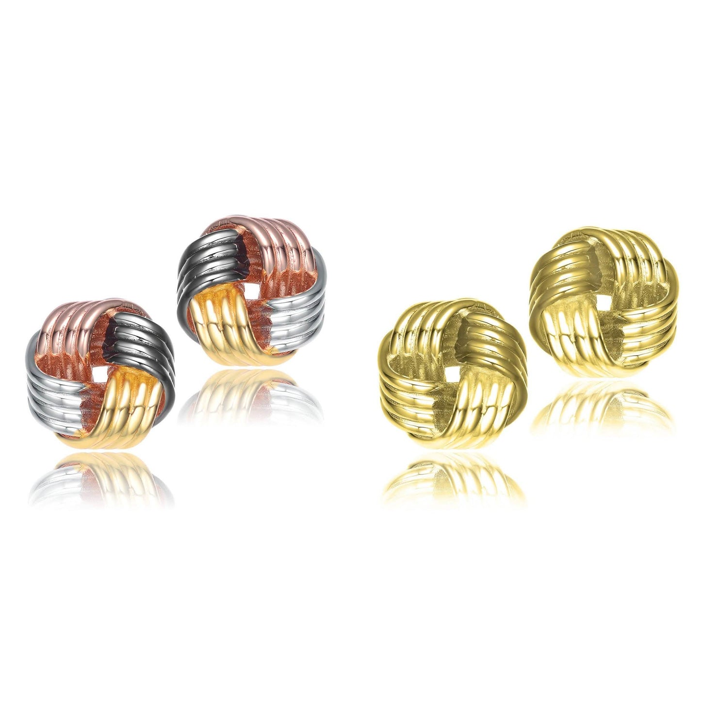 Set of 2: Twisted Button Stud Earrings DailySale