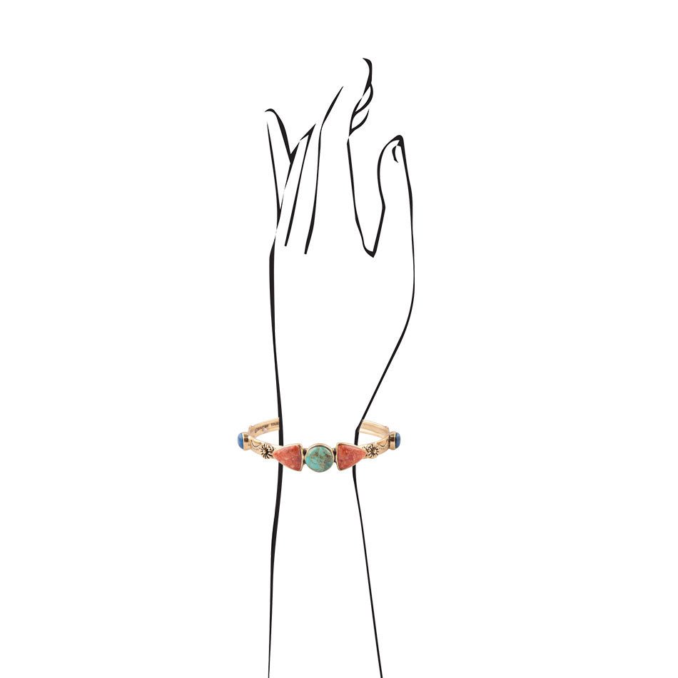 Shades of Multi Stone Golden Cuff Bracelet Barse Jewelry