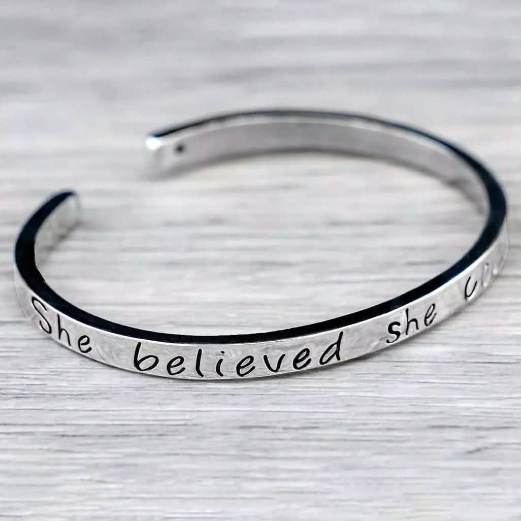"She believed she could so she did" Inspirational Cuff Bracelet DailySale