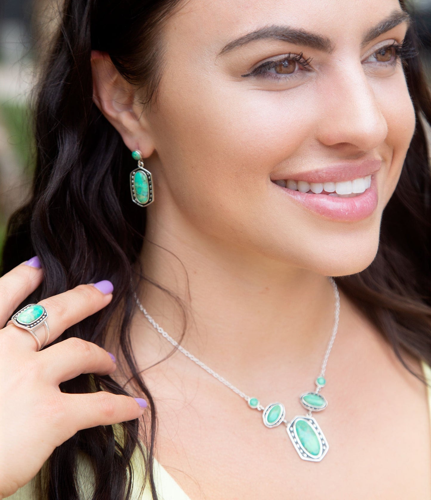 Shielded Lime Green Turquoise and Sterling Silver Ring Barse Jewelry