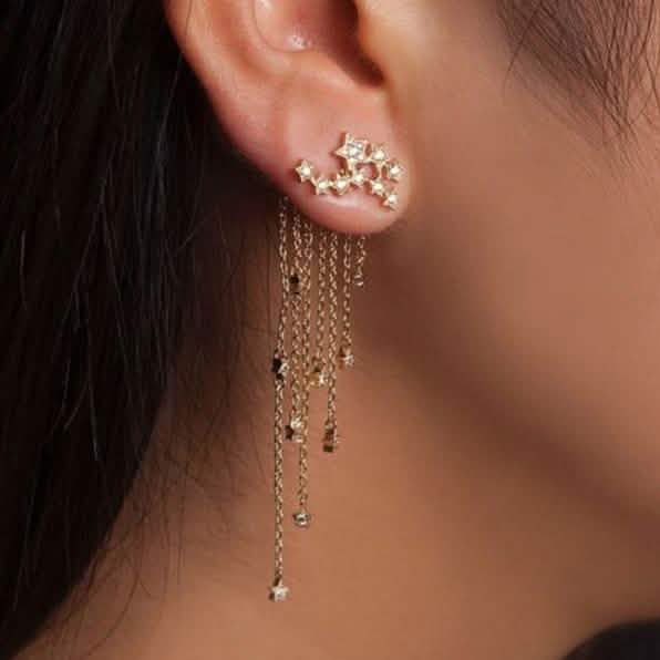 Shooting Star Rhinestone Long Tassels Earrings DailySale