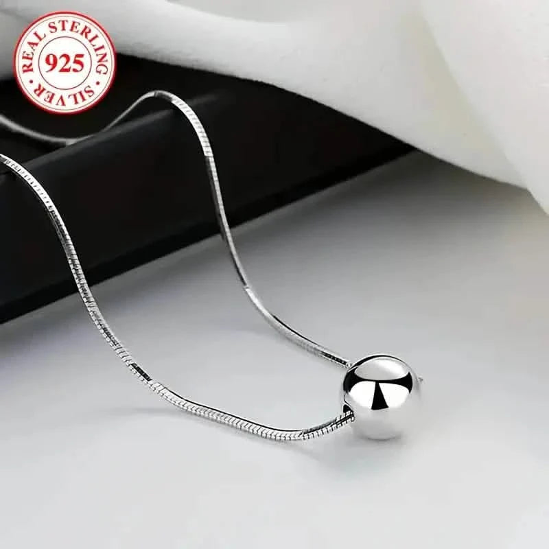 Simple Retro Bohemian Style 925 Sterling Silver Necklace with Small Ball Pendant DailySale
