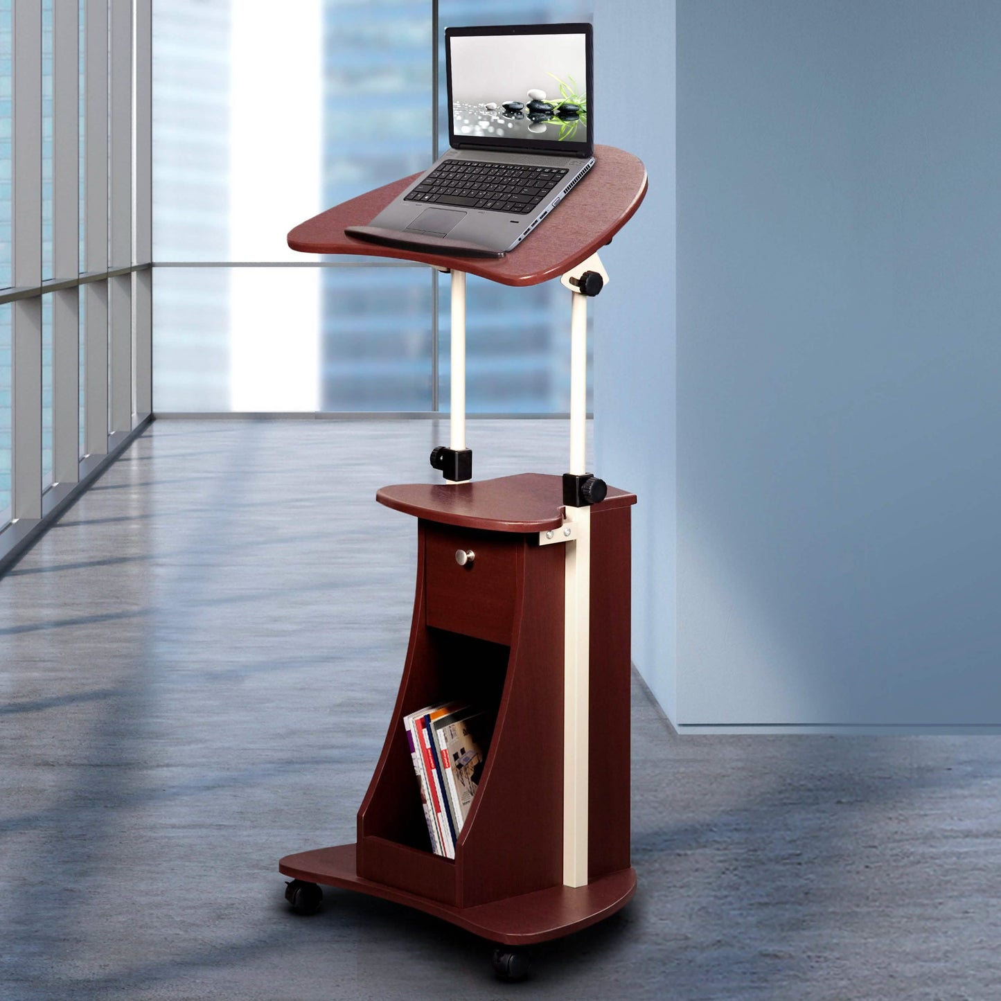 Sit-to-Stand Rolling Adjustable Laptop Cart with Storage DailySale