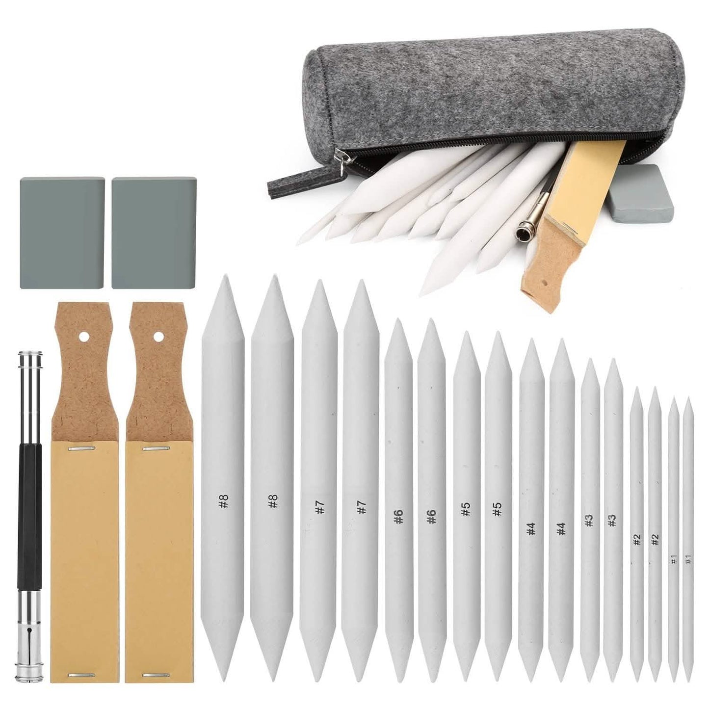Sketch Drawing Tools Blending Stumps Set Sandpaper Pencil Sharpeners Erasers Bag DailySale