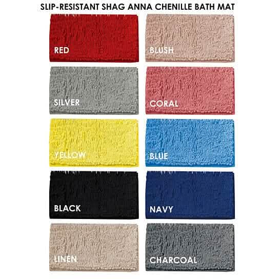 Slip-Resistant Shag Anna Chenille Soft Absorbent Bath Mat Bathroom Rug 17" x 24" DailySale
