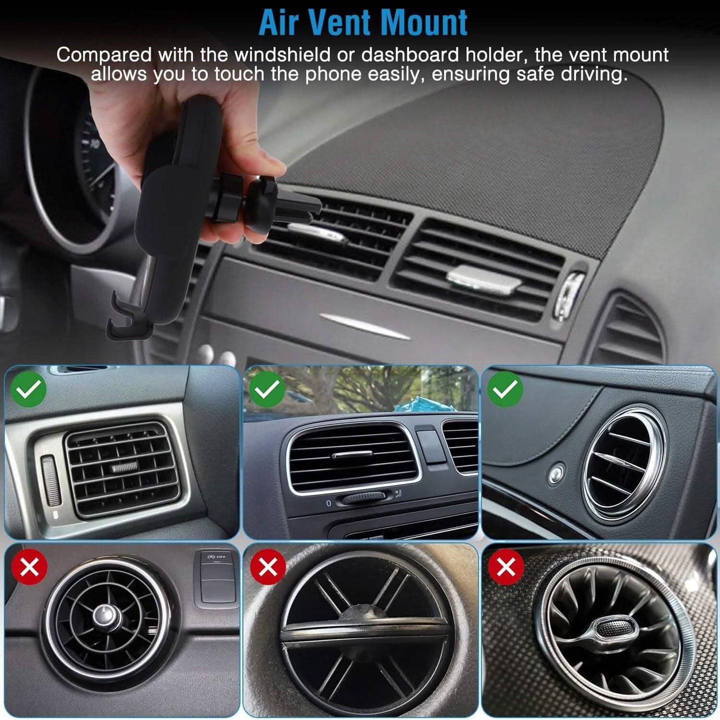 Smart Car Wireless Charger Auto Sensing Phone Holder 10W Qi Fast Charging Air Vent DailySale