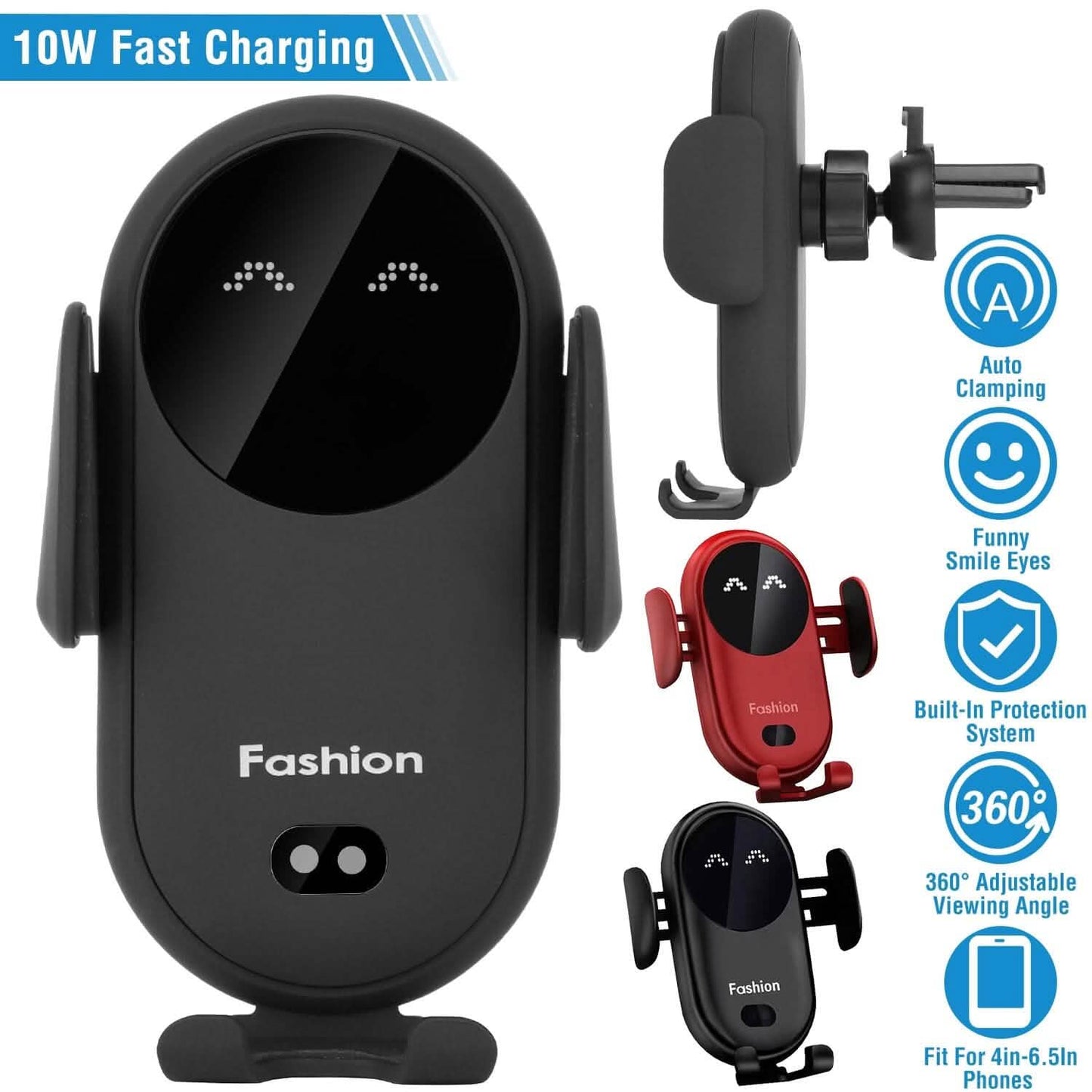 Smart Car Wireless Charger Auto Sensing Phone Holder 10W Qi Fast Charging Air Vent DailySale