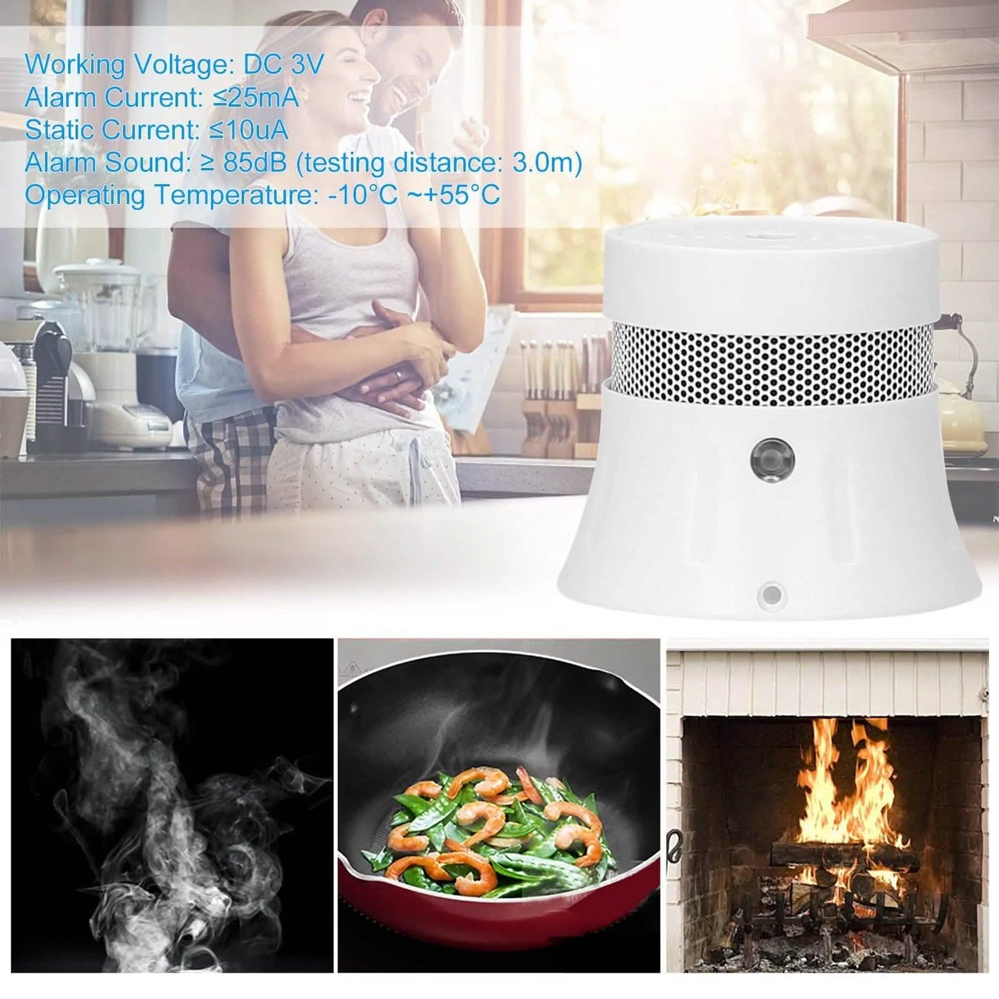 Smart WiFi Standalone Photoelectric Smoke Alarm DailySale