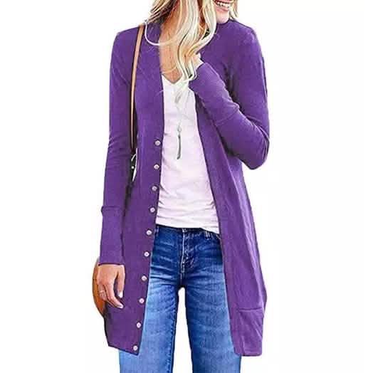 Snap Button Long Cardigan DailySale