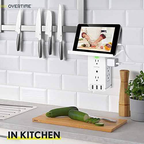 Universal Wall Charger and Outlet Shelf, 6x Outlet Extender, Surge Protector, 3x USB Port DailySale