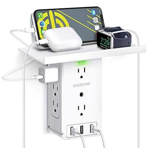 Universal Wall Charger and Outlet Shelf, 6x Outlet Extender, Surge Protector, 3x USB Port DailySale