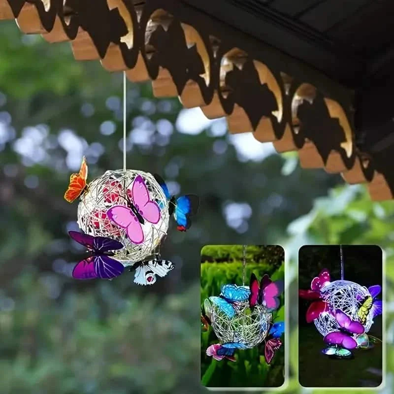 Solar Butterfly Wind Chime Lights, Garden Hanging Decor Lighting Fixture DailySale