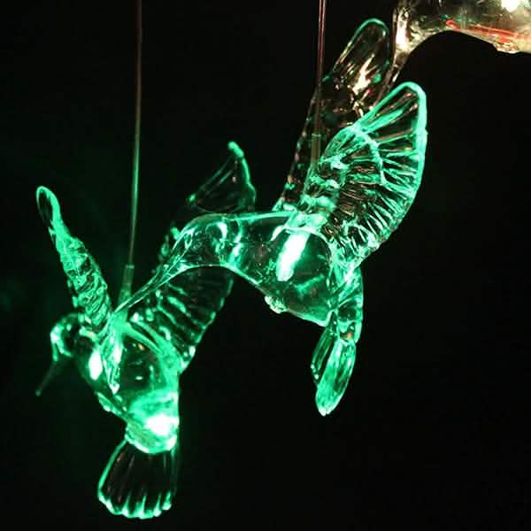 Solar Color Changing LED Hummingbird Wind Chimes DailySale
