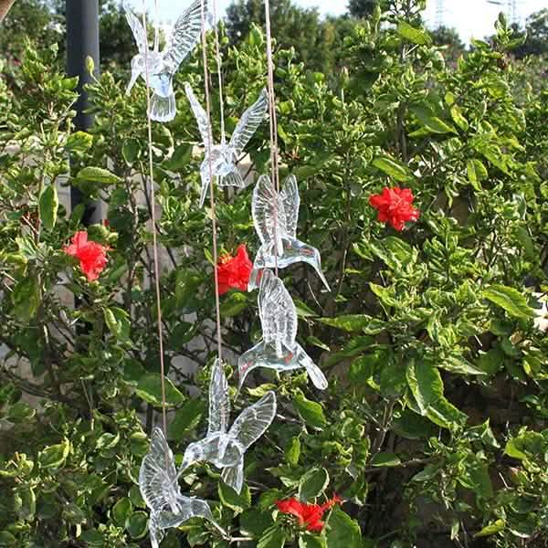 Solar Color Changing LED Hummingbird Wind Chimes DailySale