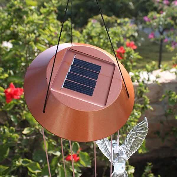 Solar Color Changing LED Hummingbird Wind Chimes DailySale